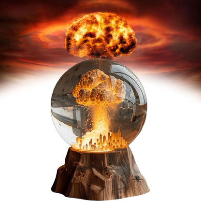 Atombombsexplosionslampa, kärnvapenexplosionslampa, nattlampa med 3D-svampmolnsexplosion, atmosfärslampa med modell av atombomb, LED-nattlampa i harts, sänglampa, skrivbordslampa, bordslampa