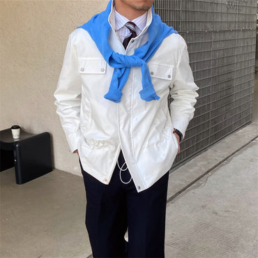 Stand Collar Finrutig Jacka Något Vid Fashion Man