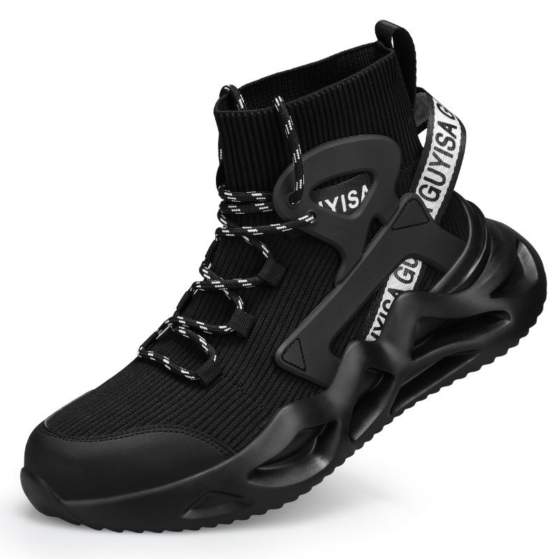 Herrskor med andningsförmåga och stötskydd mot läckage och stålhätta