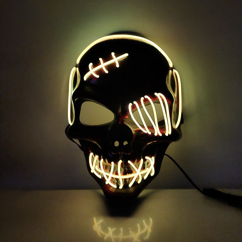 Ärr Enögd Piratmask Blodig Skräck Kallt Ljus Halloweenmask Led Glödande Mask