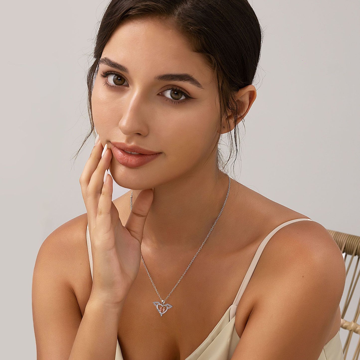 Hjärta av vingar bror och syster hänge halsband nyckelbenskedja