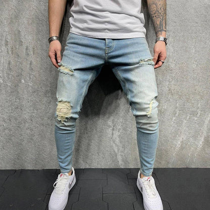 Herrjeans med smal passform, europeiska och amerikanska fransade, smala jeans