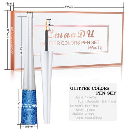 Moderiktigt kreativt glitterpulver flytande eyeliner-set