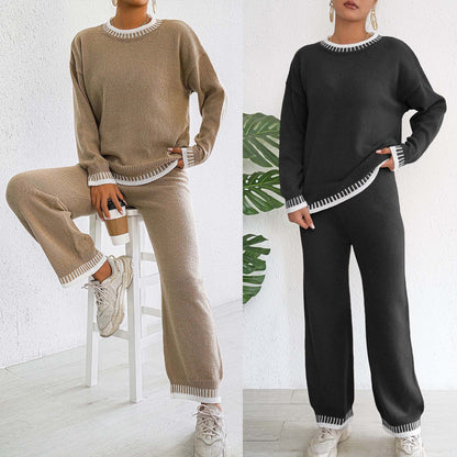 Damvävd kostym Casual Pullover Raka Vida Byxor